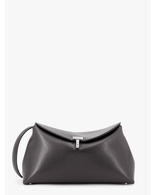 Totême Gray T-Lock Clutch Leather Shoulder Bag