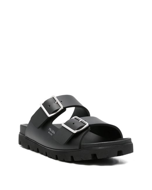Prada Black Flat Sandals for men
