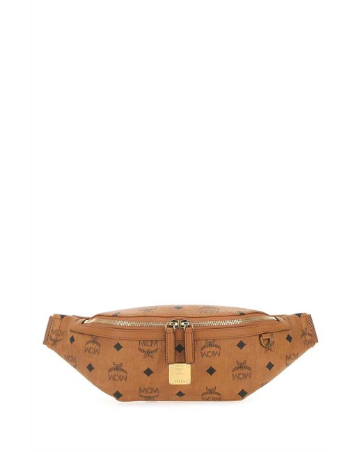 MCM Brown Printed Canvas Small Fursten Belt Bag for men