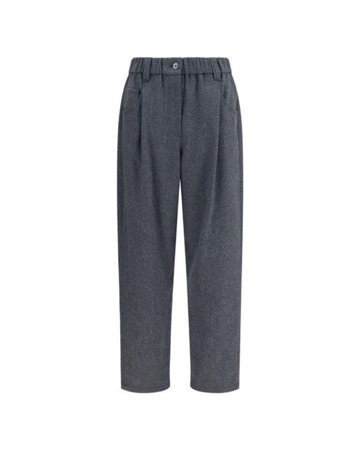 Brunello Cucinelli Blue Wool Blend Trousers
