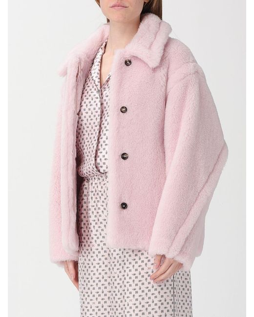 Max Mara Pink Alpaca Fur Coat