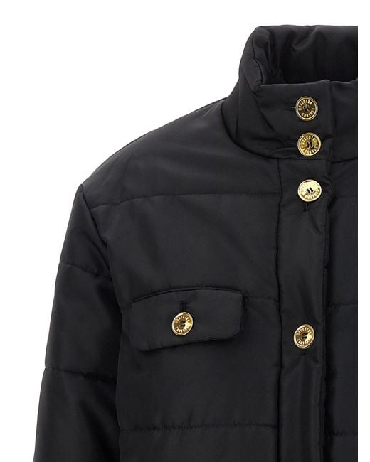Moschino Black Padded Down Jacket With Logo Button Closure