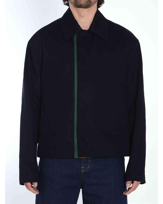 Gucci Blue Cotton Gabardine Jacket for men