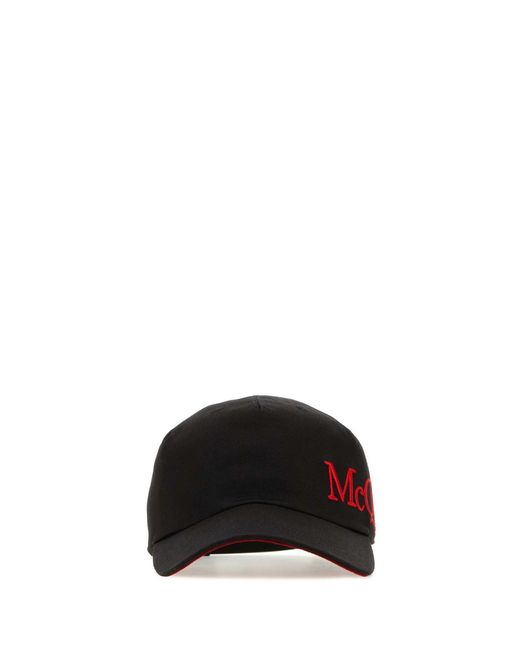 McQueen Black Cotton Baseball Hat for men