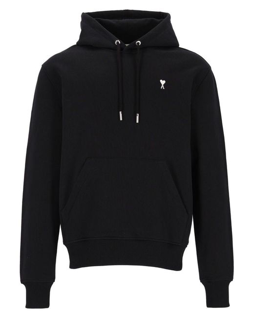 AMI Black Ami Hoodie for men