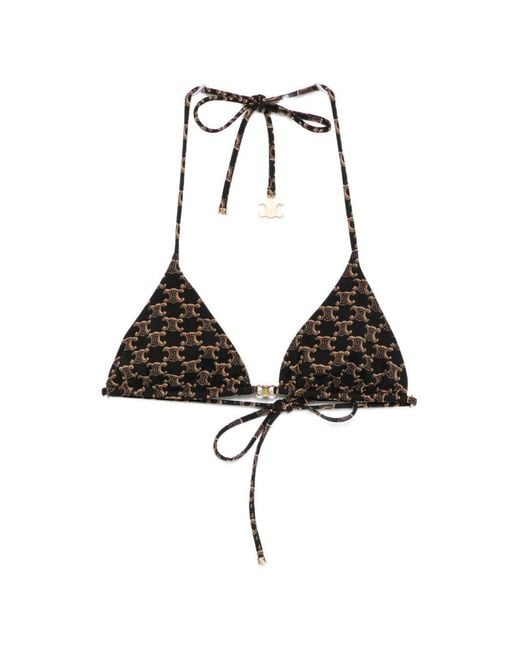 Céline Black Triomphe Bikini Top