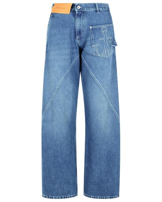 J.W. Anderson Blue Jw Anderson 'Workwear' Cotton Pants With Light Twisted Leg