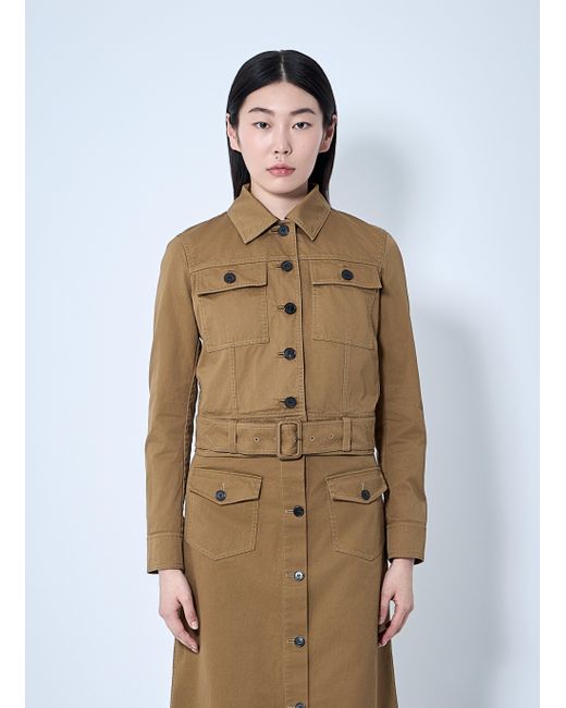 Saint Laurent Cotton Serge Crop Jacket in Natural | Lyst