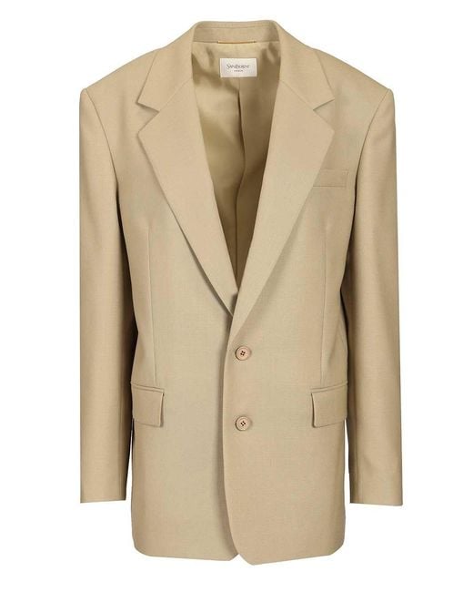 Saint Laurent Natural Single-Breasted Two-Button Jacket