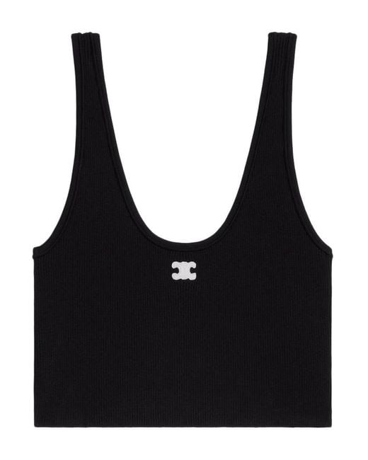 Céline Black Triomphe Cotton Top