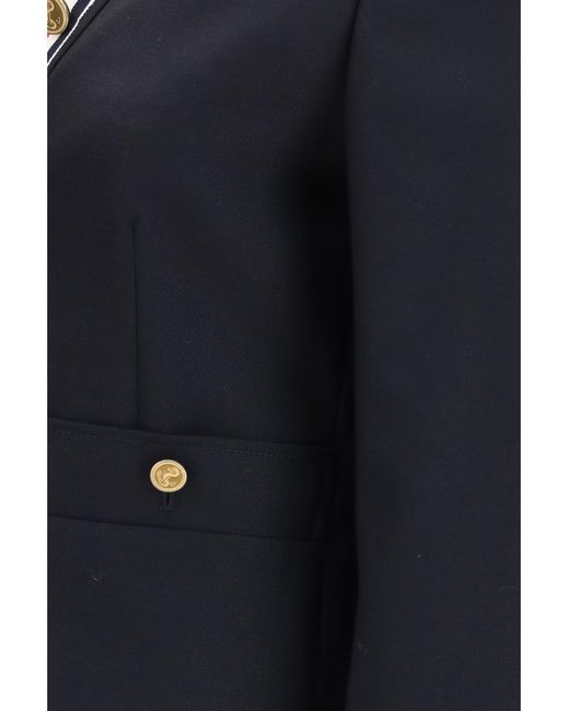 Thom Browne Blue Hopsack Cardigan Jacket