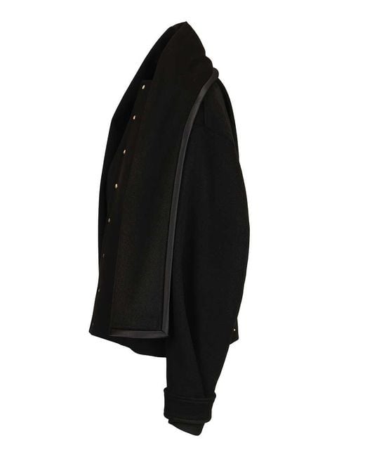 Céline Black Wool Jacket With Removable Scarf