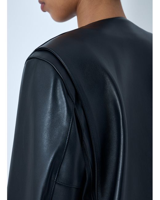 Totême Blue Open Front Leather Jacket