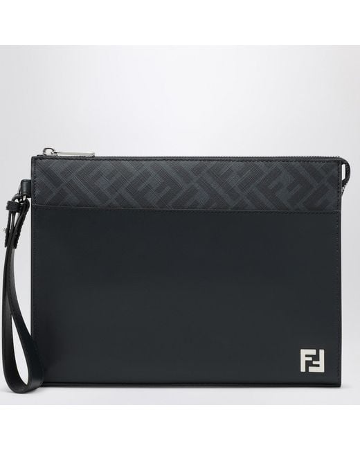 Fendi Black Ff Squared Clutch Midnight for men