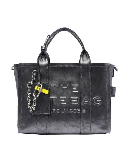 Marc Jacobs Black The Metallic Distressed Medium Tote Bag