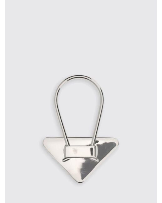 Prada White Triangular Keychain for men