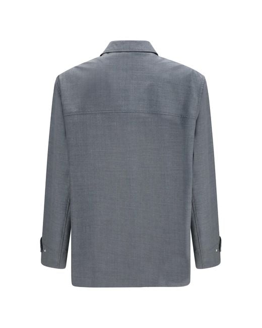 Brunello Cucinelli Blue Virgin Wool Jacket With Pockets for men