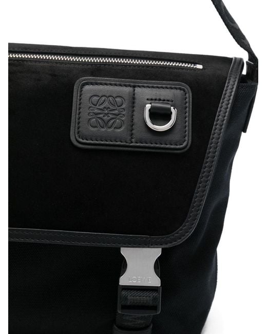 Loewe Black Flex Medium Canvas And Suede Crossbody Bag for men