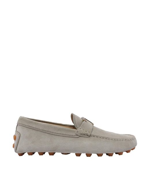 Tod's Gray Suede Gommino Bubble T Timeless Loafers for men