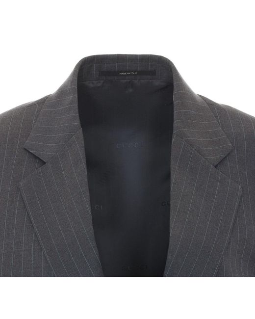Gucci Blue Pinstripe Wool Jacket