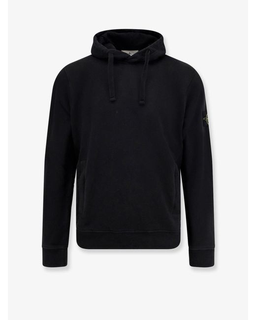 Stone Island Blue Organic Cotton Hooded Sweatshirt for men