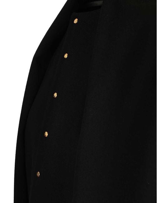 Céline Black Wool Jacket With Removable Scarf