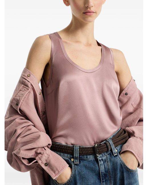 Brunello Cucinelli Pink Silk Tank Top