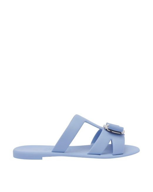 Ferragamo Blue New Vara Slide Sandals
