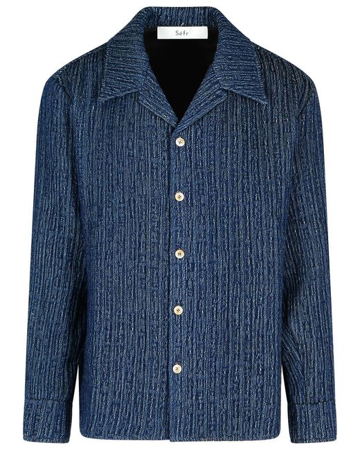 Séfr 'Wes' Cotton Shirt in Blue for Men | Lyst