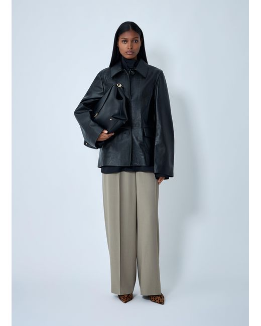 Totême Gray Grained Leather Jacket