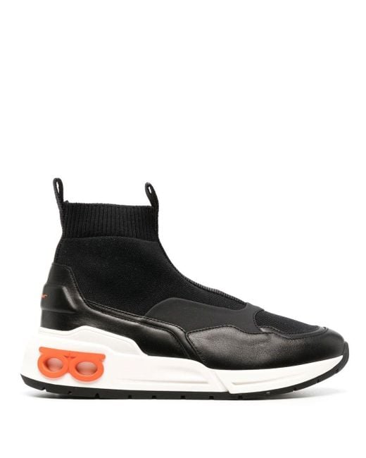 Ferragamo Black Cosma Sock High-Top Sneakers for men