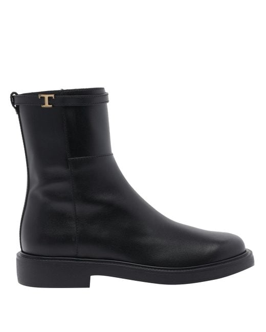 Tod's Black Leather Booties