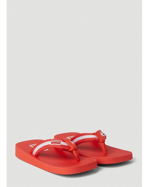 KENZO Red Logo Patch Flip Flops