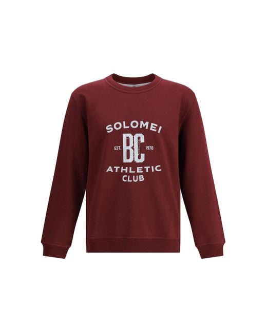 Brunello Cucinelli Red Maxi Print Sweatshirt for men