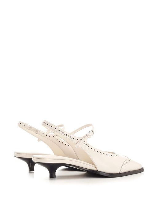 Miu Miu White Brogue Slingback