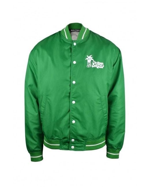 Palm Angels Green Nylon Bomber Jacket