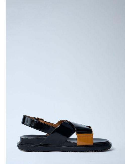 Marni White Fussbett Leather Sandals