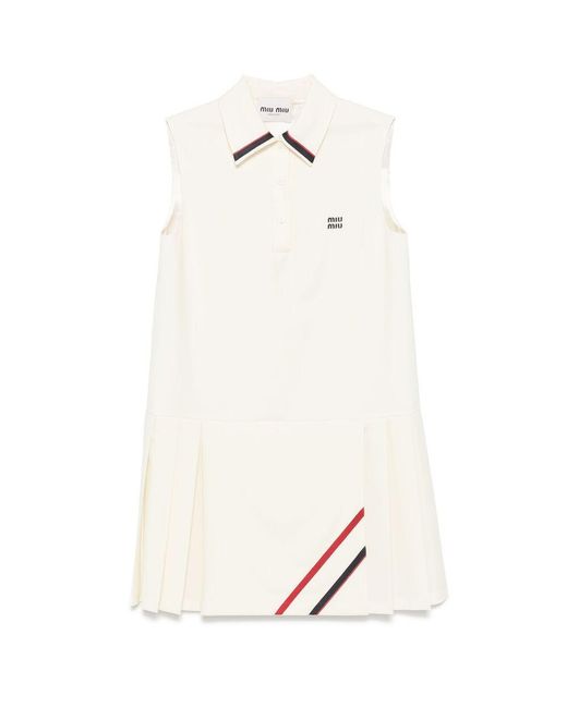 Miu Miu White Pleated Shirt Dress
