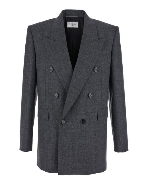 Saint Laurent Black Veste Double Croisur for men