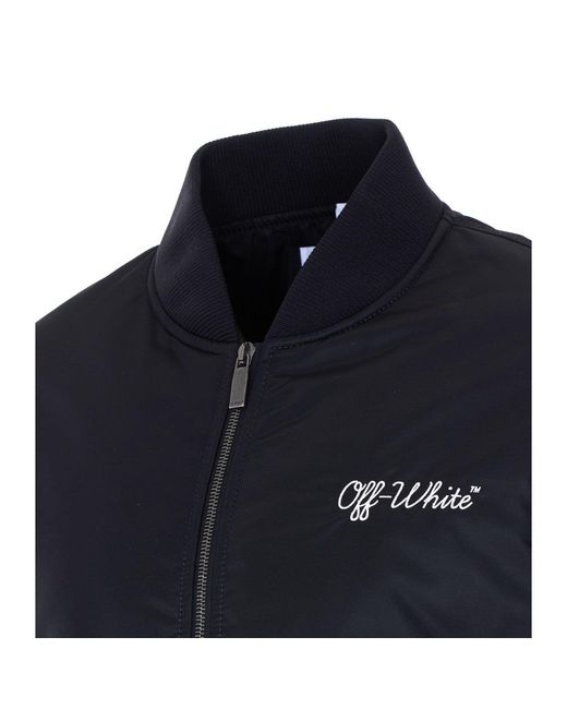 Off-White c/o Virgil Abloh Blue Off Script Logo Varsity Bomber for men