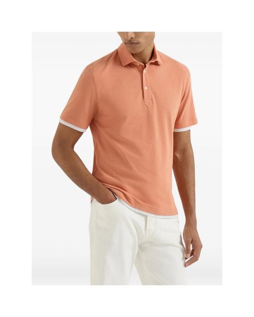 Brunello Cucinelli Orange Polo Shirts for men