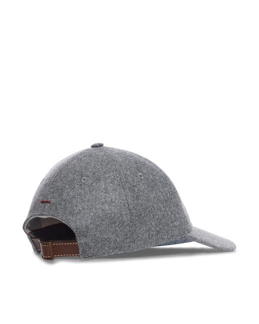 Brunello Cucinelli Gray Flannel Baseball Hat for men