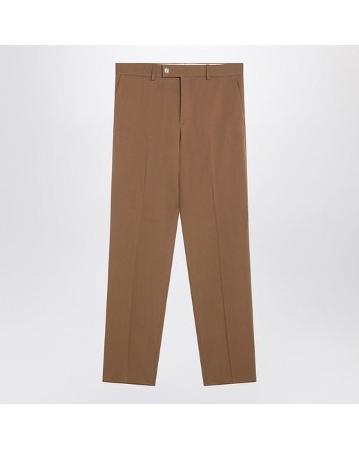 Fendi Brown Rust Wool Trousers for men