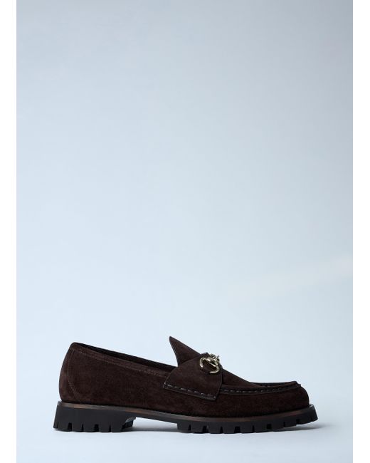Gucci White Horsebit Suede Loafters