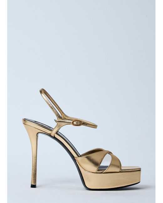 Saint Laurent Natural Debbie Platform Sandals
