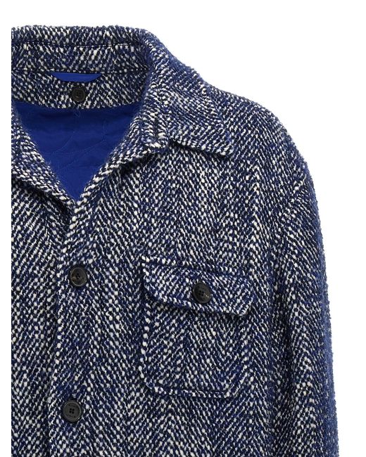 Etro Blue Wool Overshirt Jacket for men