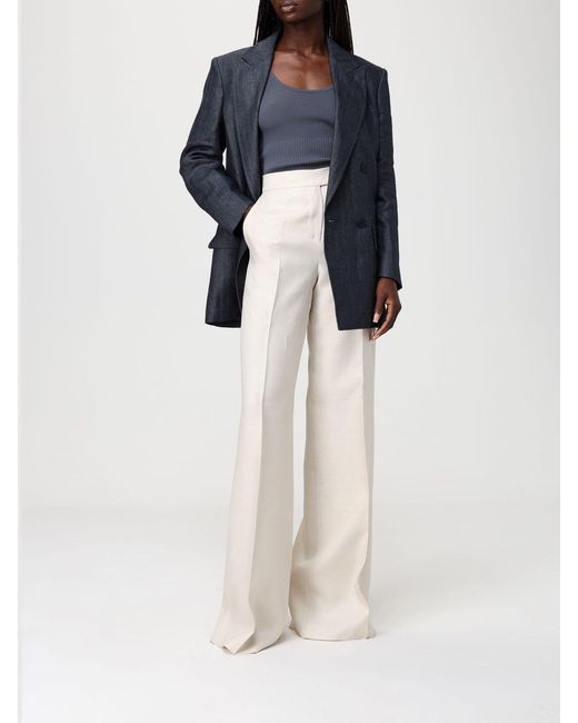 Max Mara White Badesse Palazzo Linen Trousers