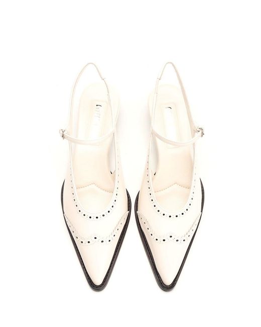 Miu Miu White Brogue Slingback