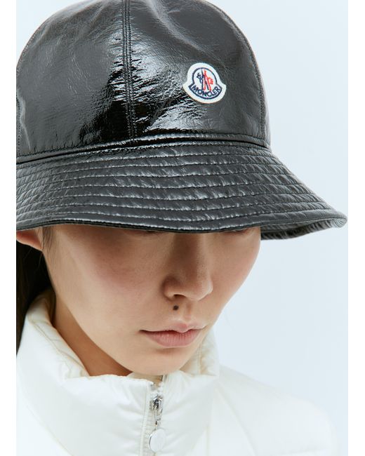 Moncler Gray Logo Patch Bucket Hat
