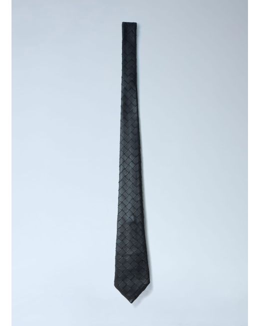 Bottega Veneta Blue Intrecciato Leather Tie for men